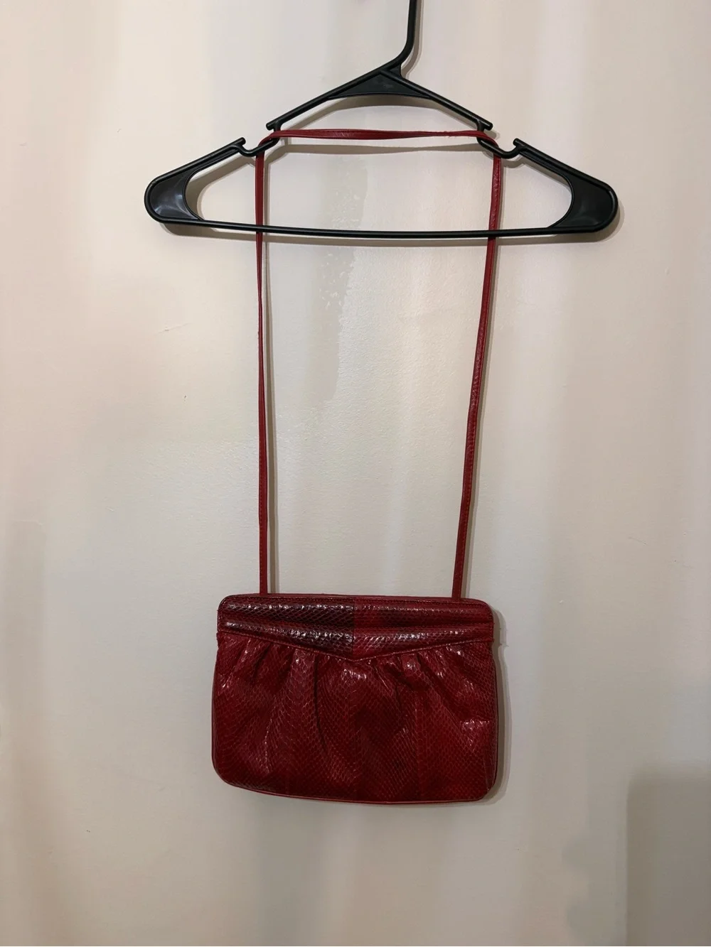 Compact Red Textured Crossbody Bag - Women's Shoulder Purse